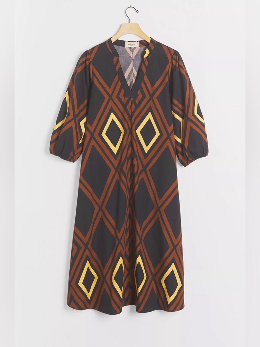 Porridge Anthropologie Women's Mireil V Neck Cotton Midi Dress Size Medium - Picture 2 of 11